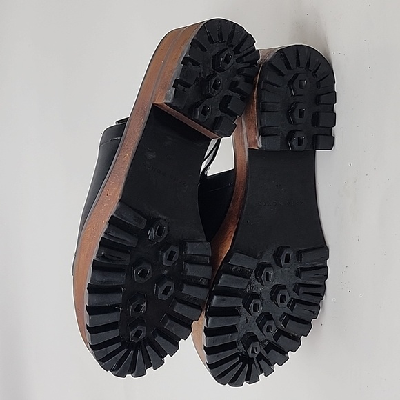 Zara Black sandals with brown wood platform heel Size 38 - Picture 9 of 9